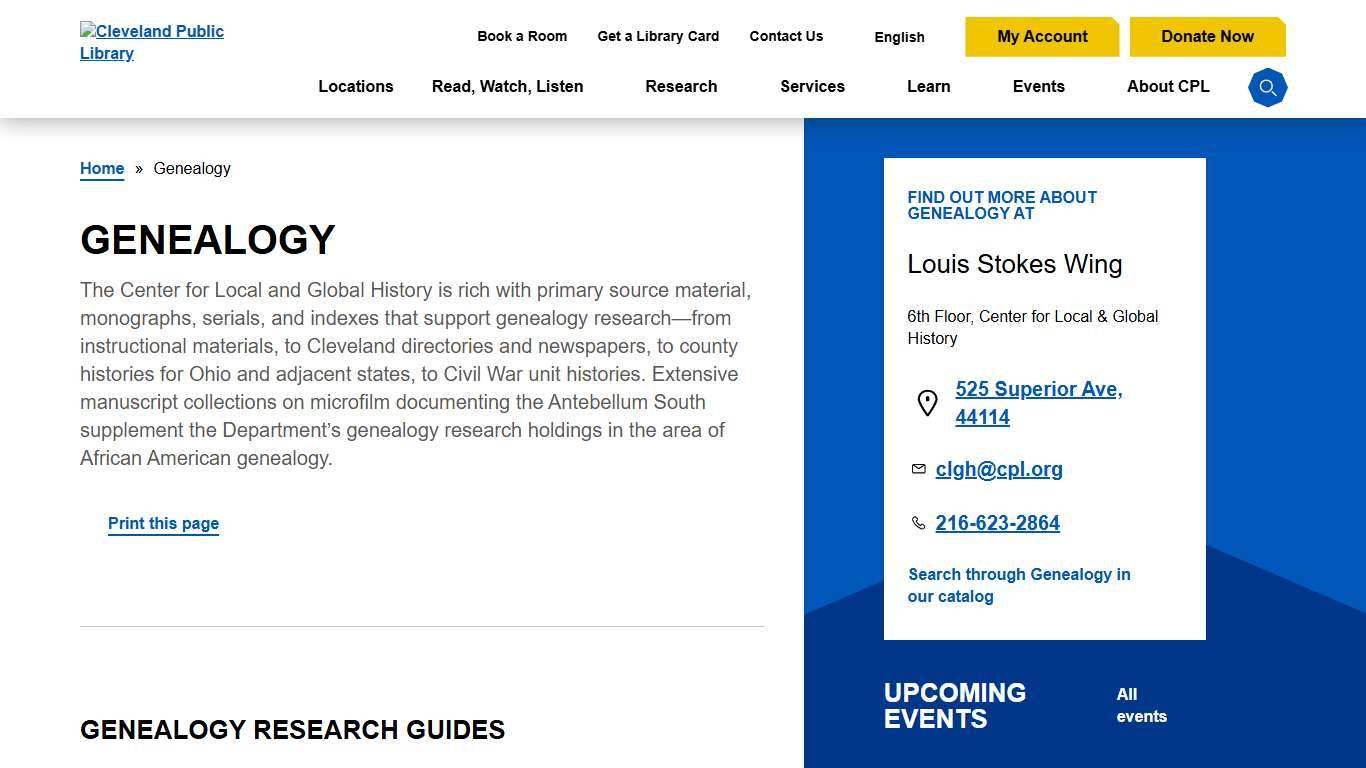 Genealogy - Cleveland Public Library